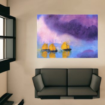 Emil Nolde - Sea With Violet Clouds And Sailboats Rug by ArtLoversCafe at Zazzle