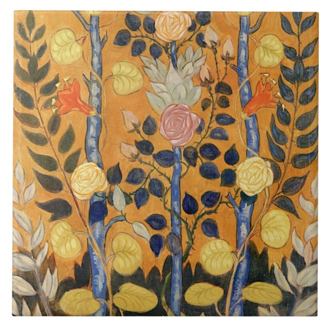 Emile Bernard painting,  Roses, Ceramic Tile (Front)