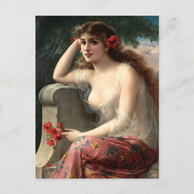 Emile Vernon Girl with a Poppy Postcard (Front)