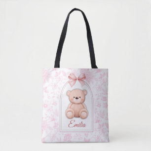 Emilia   Custom Pink Teddy Bear Nursery Design  Tote Bag
