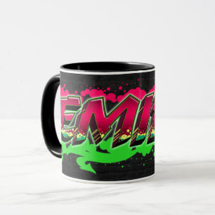 Emilia First name name Graffiti red green Tasse Mug