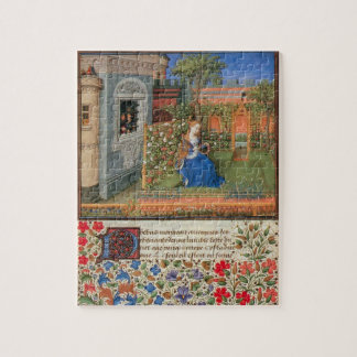 Emilia in the rose garden medieval art jigsaw puzzle