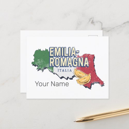 Emilia Romagna Flag Italy Retro Region Map Vintage Holiday Postcard