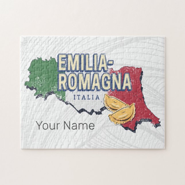 Emilia Romagna Flag Italy Retro Region Map Vintage Jigsaw Puzzle (Horizontal)