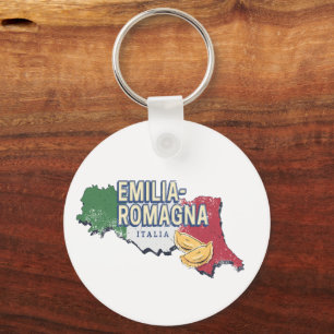 Emilia Romagna Flag Italy Retro Region Map Vintage Keychain