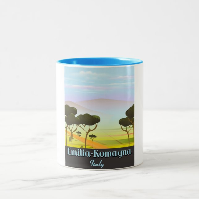 Emilia-Romagna Italy travel poster Two-Tone Coffee Mug (Center)
