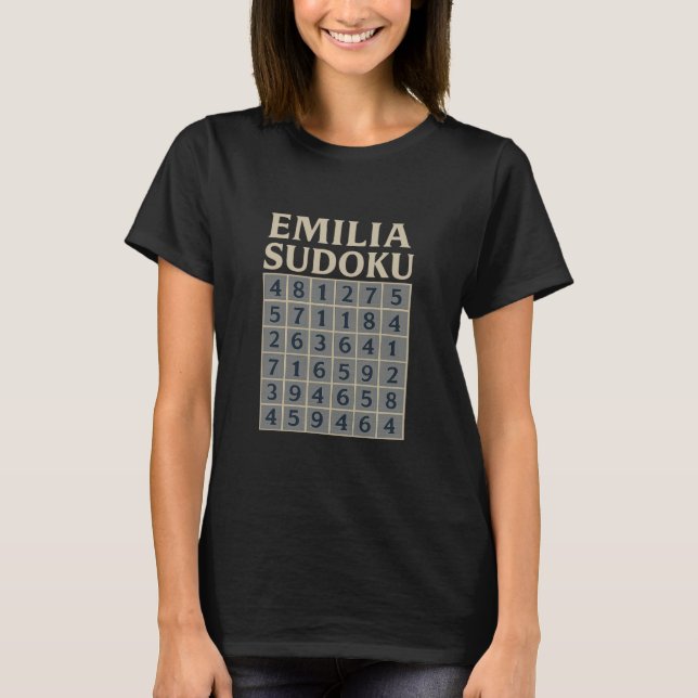 EMILIA Sudoku Puzzle – Personalized Logic Tee (Front)