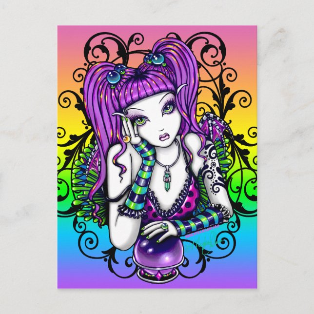 "Emilicous" Crystal Ball Rainbow Fairy Postcard (Front)