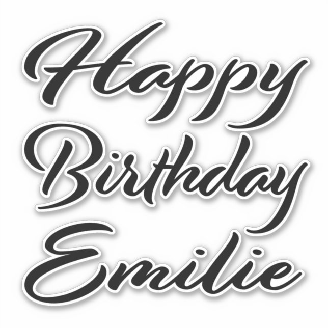 Emilie name first name black Sticker birthday (Front)
