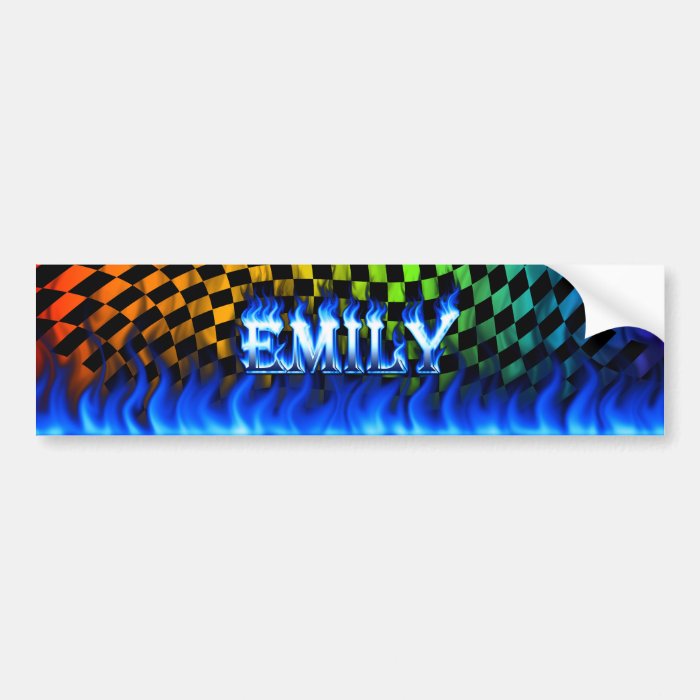 Emily blue fire and flames bumper sticker design