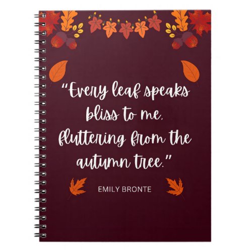 Emily Bronte Autumn Quote Notebook