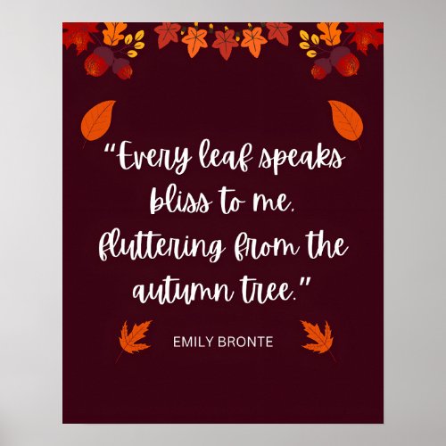 Emily Bronte Autumn Quote Poster