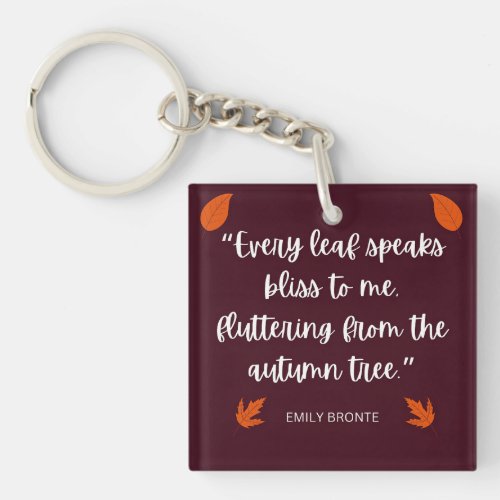 Emily Bronte Fall Leaves Poem Keychain