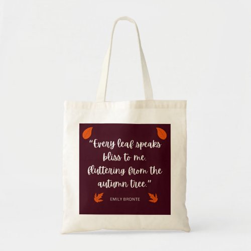 Emily Bronte Fall Leaves Poem Tote Bag