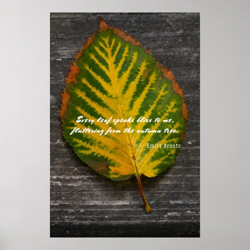 Emily Bronte Quote Autumn Birch Leaf Poster