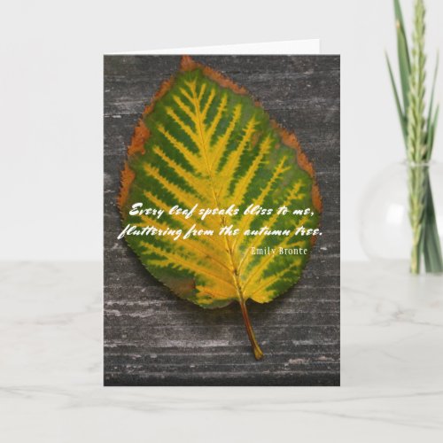 Emily Bronte Quote Autumn Leaf Card