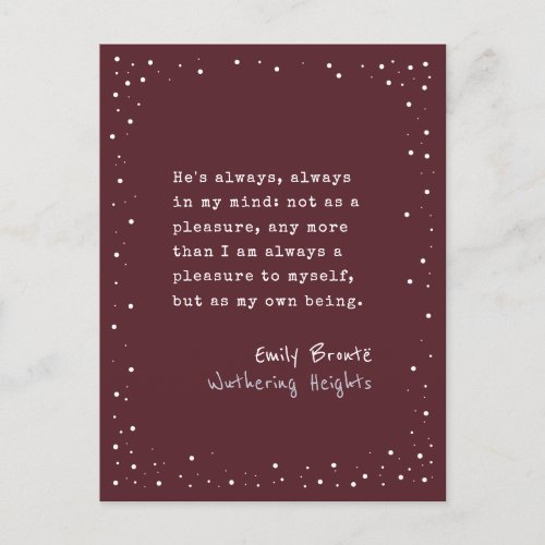 Emily Bront Wuthering Heights Quote Typewriter Postcard