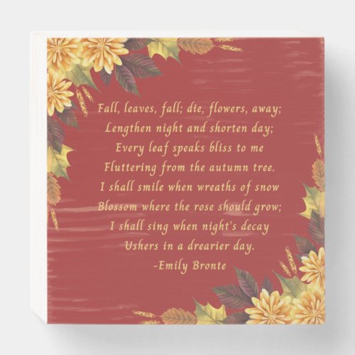 Emily Brontes Fall Leaves Wooden Box Sign