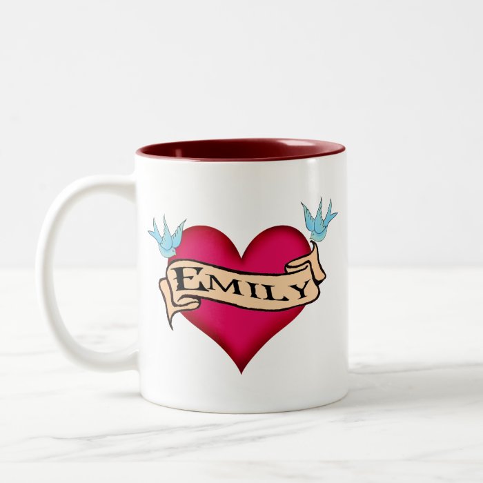 Emily   Custom Heart Tattoo T shirts & Gifts Mug