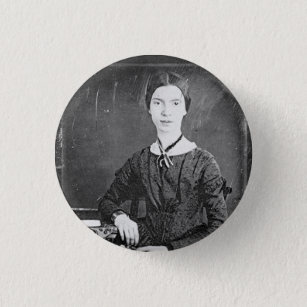 Emily Dickinson Black & White Portrait Pinback Button