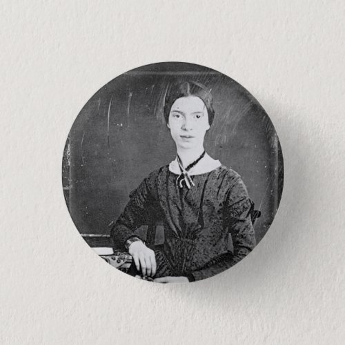 Emily Dickinson Black  White Portrait Pinback Button