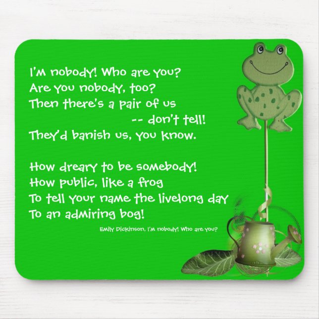 Emily Dickinson, Frog with Pot Mousepad (Front)