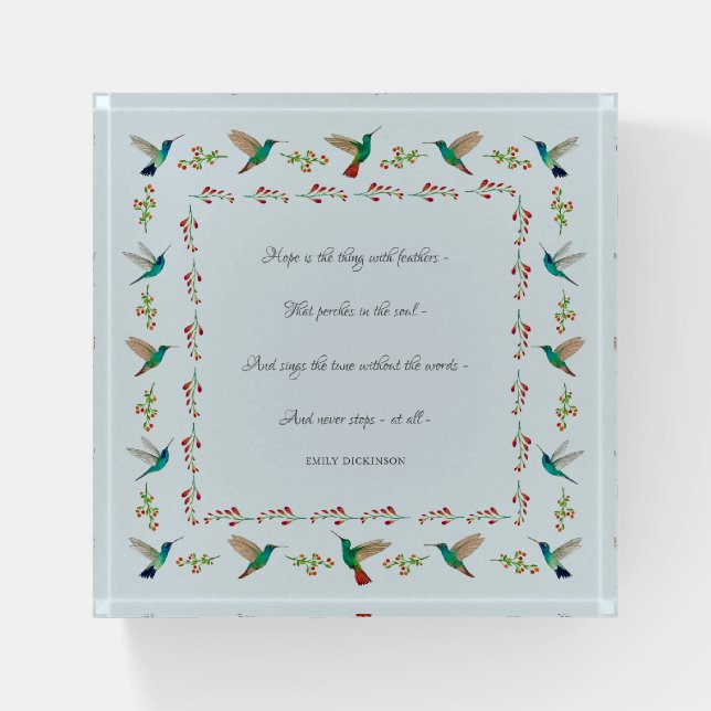 Emily Dickinson "Hope" Paperweight (Front)