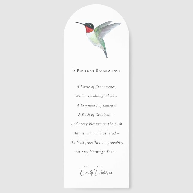 Emily Dickinson Hummingbird Bookmarks (Front)