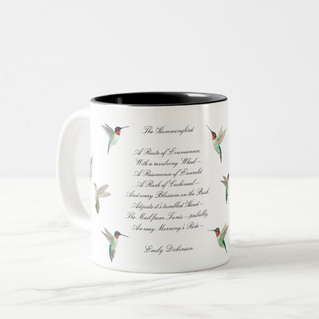 Emily Dickinson Hummingbird Two-Tone Coffee Mug (Front Left)