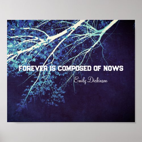 Emily Dickinson inspirational quote blue and white Poster