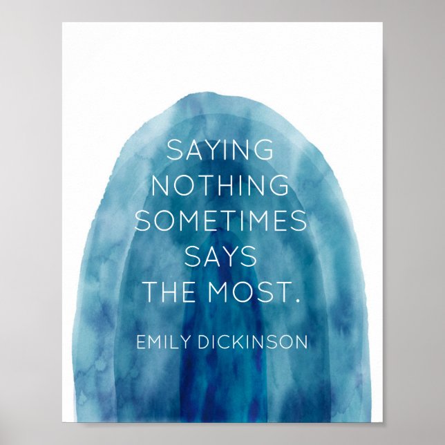 Emily Dickinson Literary Quote Blue Watercolor Art Poster (Front)