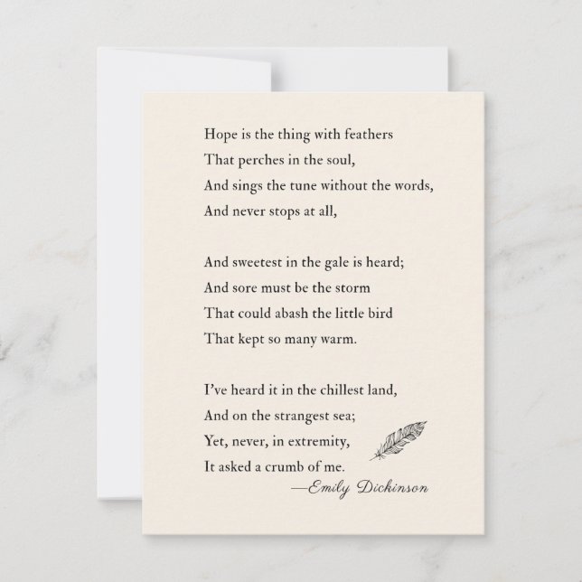 Emily Dickinson Poem hope is thing with feathers (Front)