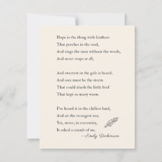 Emily Dickinson Poem hope is thing with feathers