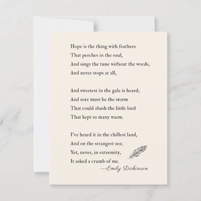 Emily Dickinson Poem hope is thing with feathers (Front)