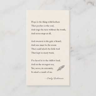 Emily Dickinson Poem hope is thing with feathers Business Card
