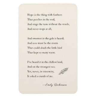 Emily Dickinson Poem Magnet, hope, feathers Magnet