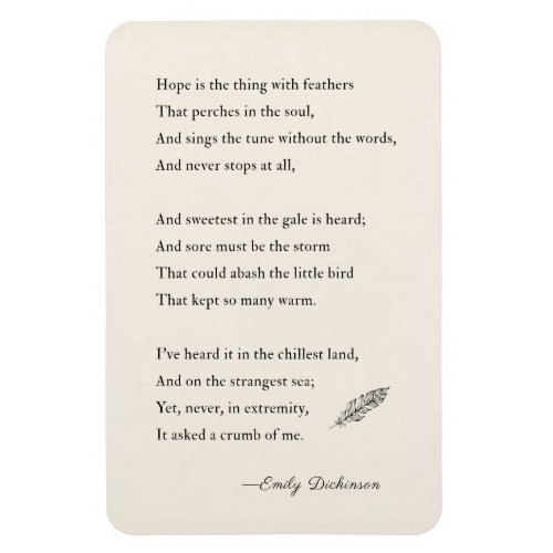Emily Dickinson Poem Magnet hope feathers Magnet