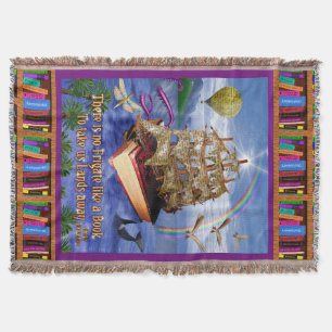 Emily Dickinson Poem Quote Book Ship Ocean Throw Blanket