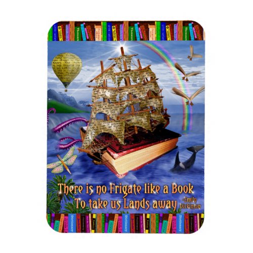 Emily Dickinson Quote Book Ship Whimsical Readers Magnet
