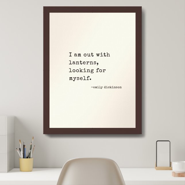 Emily Dickinson Quote Retro Typewriter Minimalist Framed Art (Home Office)