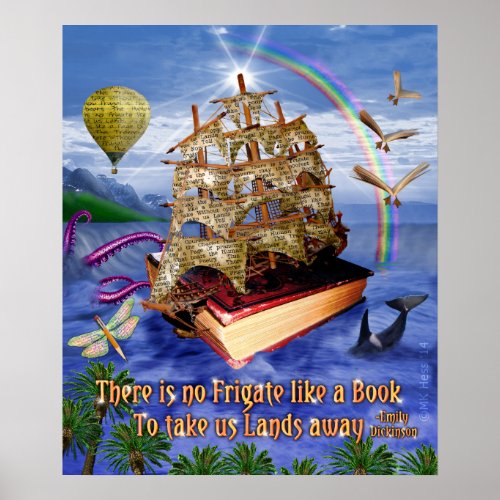 Emily Dickinson Quote There is No Frigate Book Sea Poster
