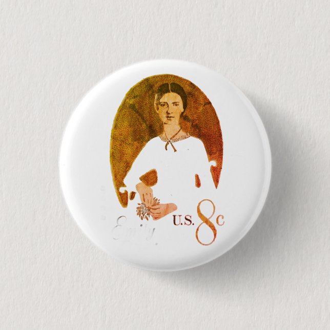 Emily Dickinson stamp  Button (Front)