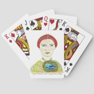 Emily Dickinson with a Many Feathered Thing Poker Cards
