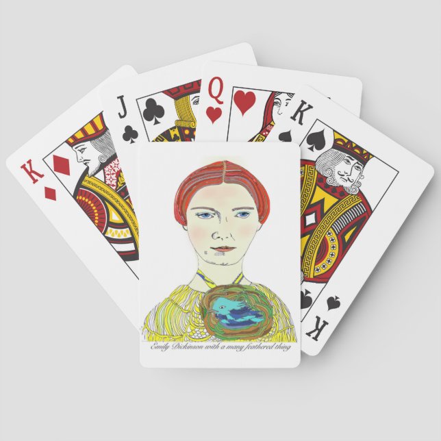 Emily Dickinson with a Many Feathered Thing Poker Cards (Back)