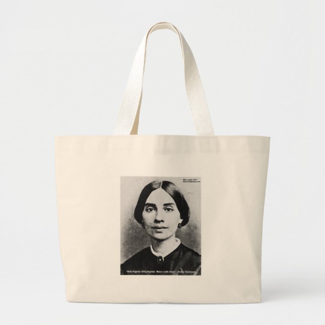 Emily Dicksinson Wild Nights Love Quote Gifts Large Tote Bag (Front)