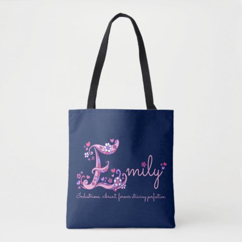 Emily E monogram art and name meaning bag