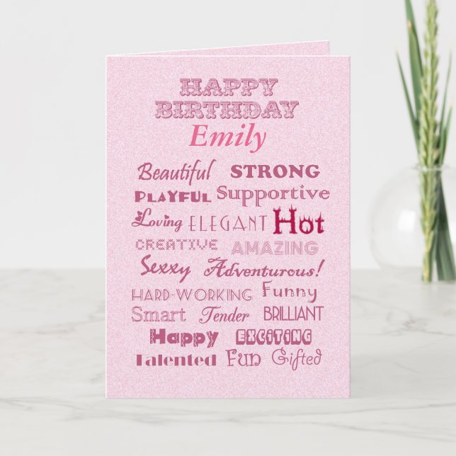 Emily Happy Birthday Words of Praise Card (Front)