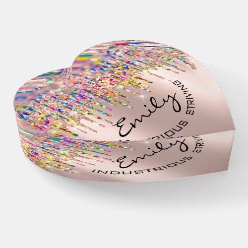 Emily Holographic Rose Unicorn Heart Name Meaning Paperweight