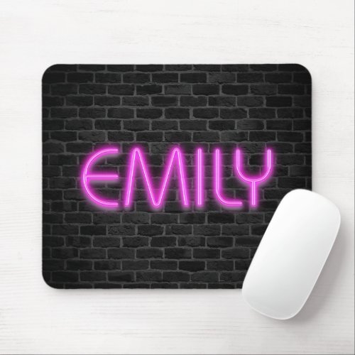 EMILY In PINK Neon Lights  Mouse Pad