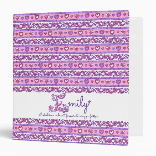 Emily letter E hearts flowers doodle name Binder